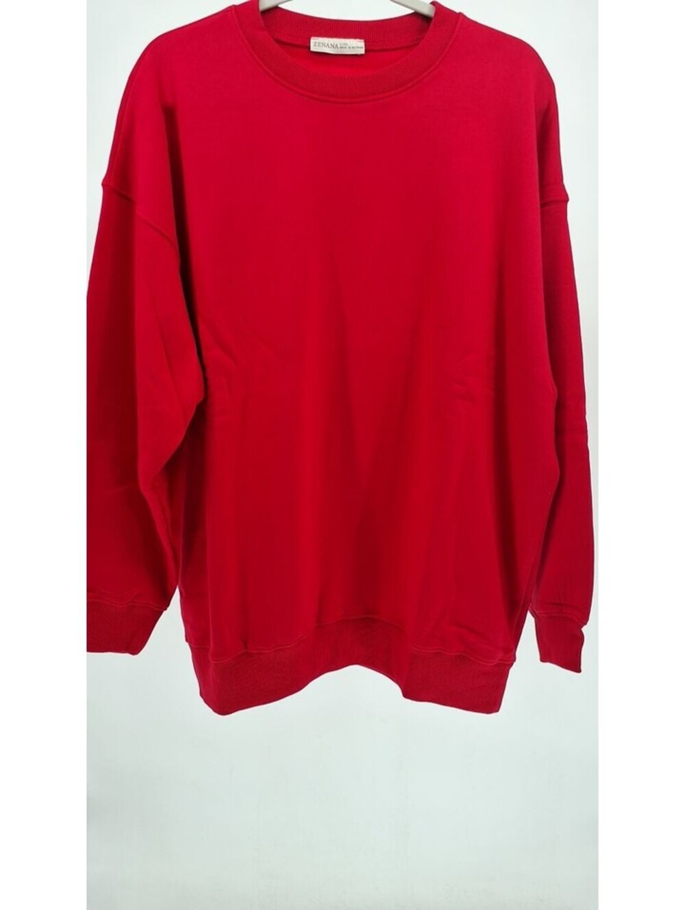 Zenana Tunic Length Pullover Sweatshirt-Ruby / L/XL